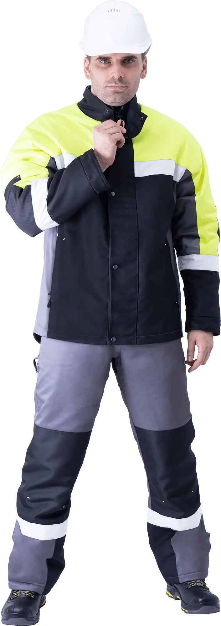 Костюм ЛОГЕР ПРОТЕКТ с ПК (серый/черный/лимонный)