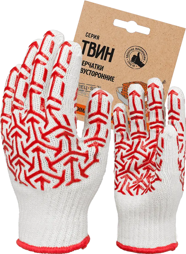 Перчатки СПЕЦ-SРB СТРЕЛА с ПВХ трикотажные (белый/красный)