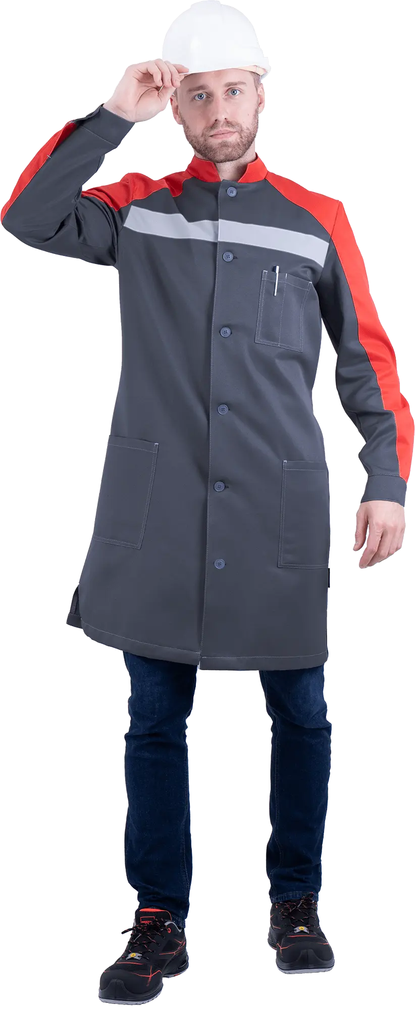 Халат РОУД (серый/красный)