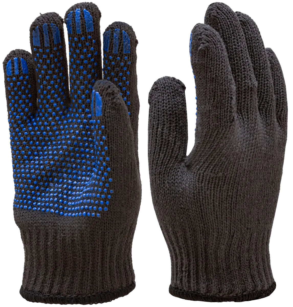 Перчатки трикотажные с ПВХ ДВОЙНЫЕ (черный)