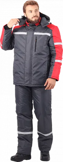 Костюм РОУД зимний с ПК (т.серый/красный)