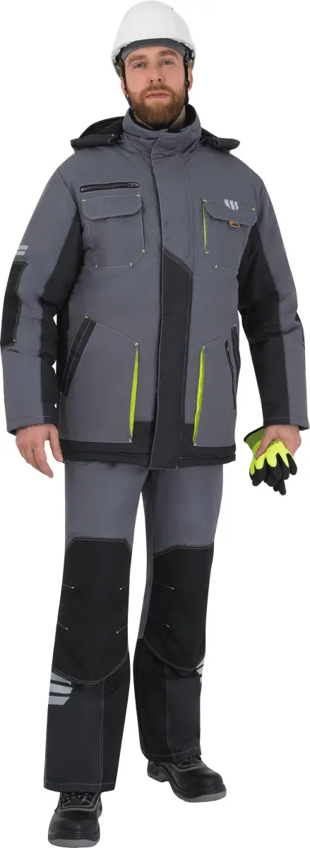 Куртка ЭДВАНС зимняя (серый/т.серый/лимон)