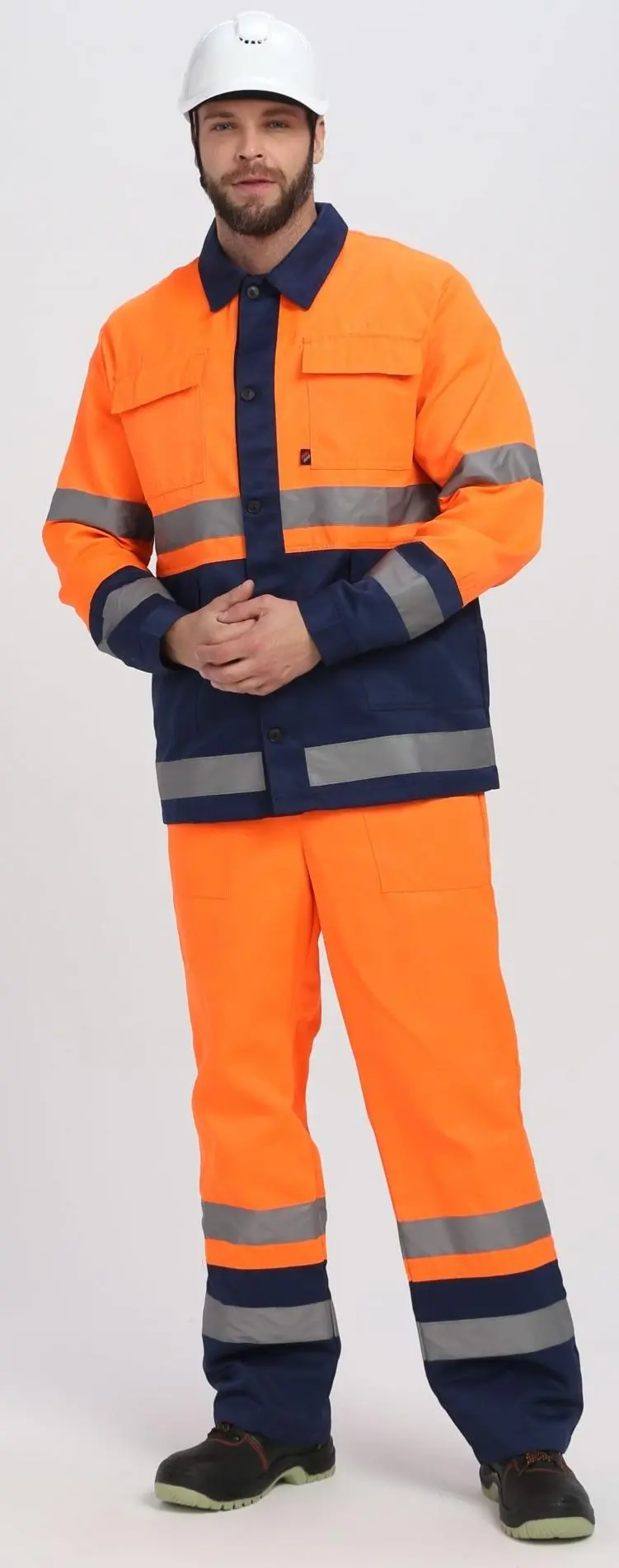 Костюм ДОРОЖНИК комбинированный с ПК (оранжевый/т.синий)