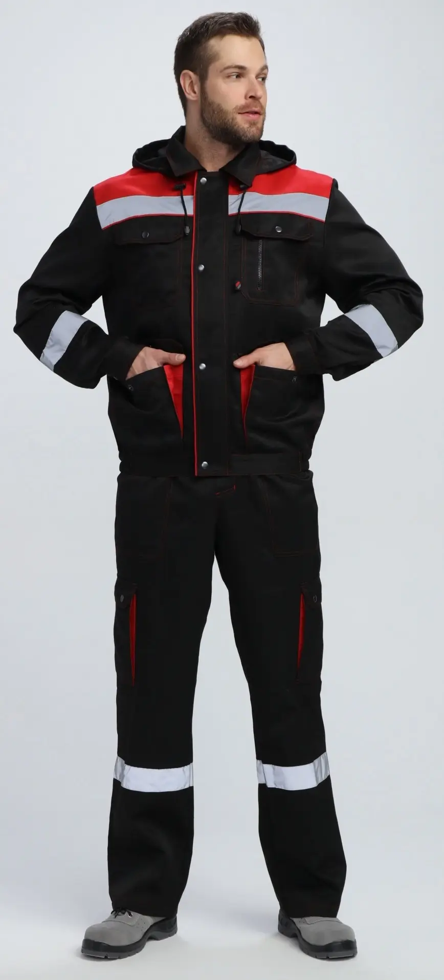 Костюм ТИТАН-2 СОП CH с капюшоном с ПК (черный/красный)