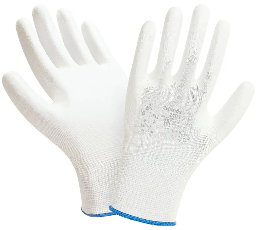 Перчатки 2HANDS AIR 2101 трикотажные (нейлон) с полиуретановым покрытием (белый)