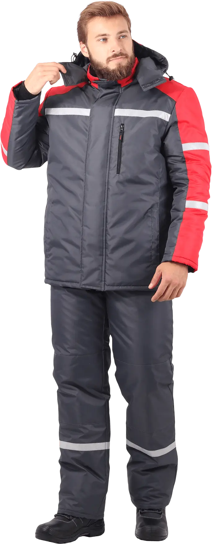 Костюм РОУД зимний с ПК (т.серый/красный)