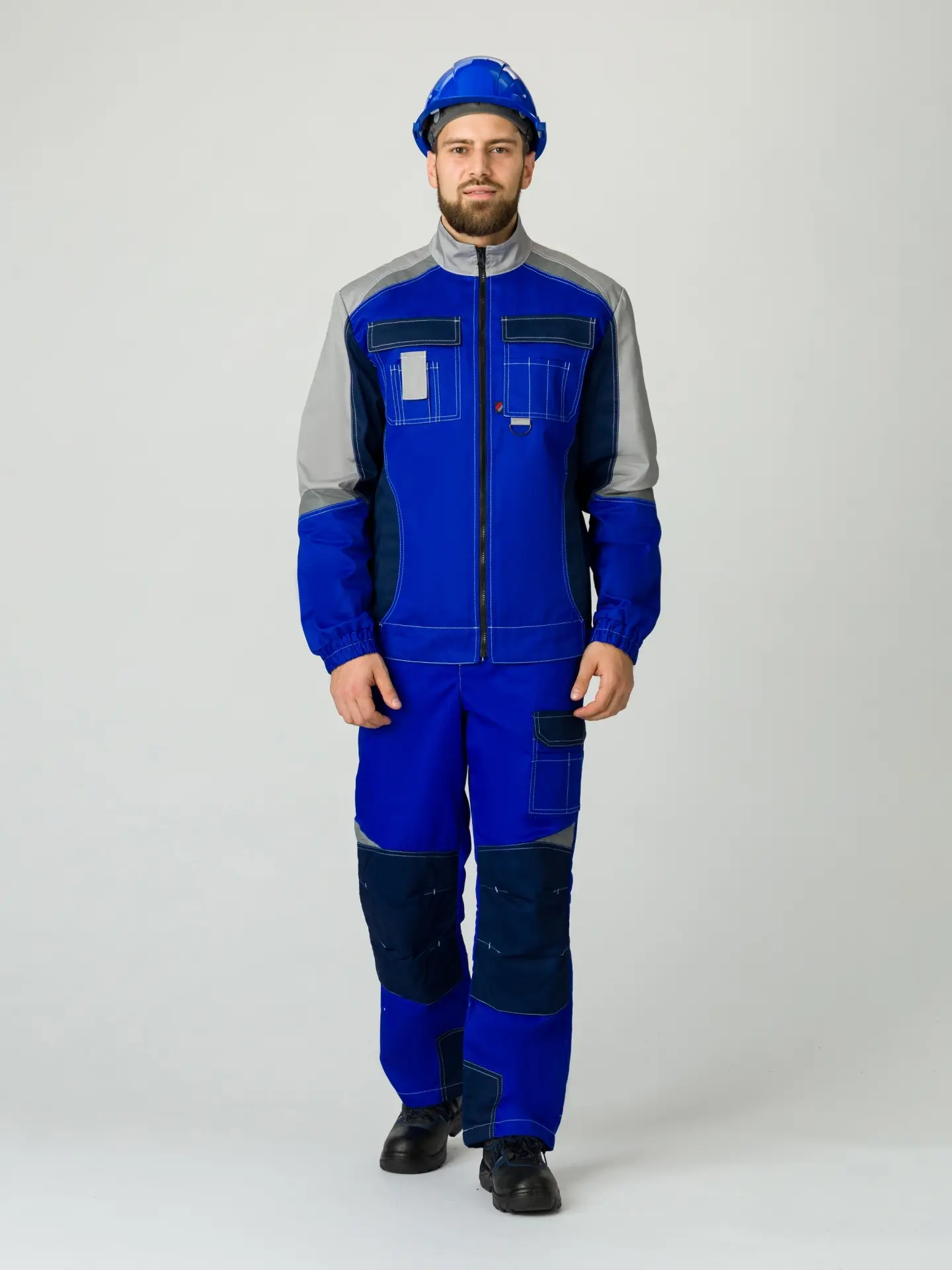 Костюм ВЕКТРОН-2 с ПК (васильковый/т.синий/св.серый)
