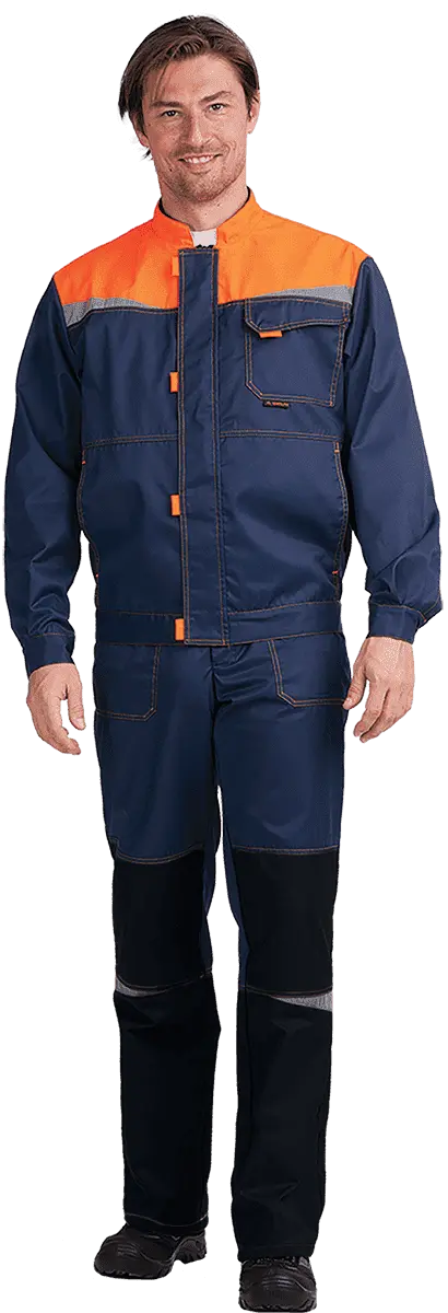 Костюм КМ-10 ЛЮКС с ПК (т.синий/оранжевый)
