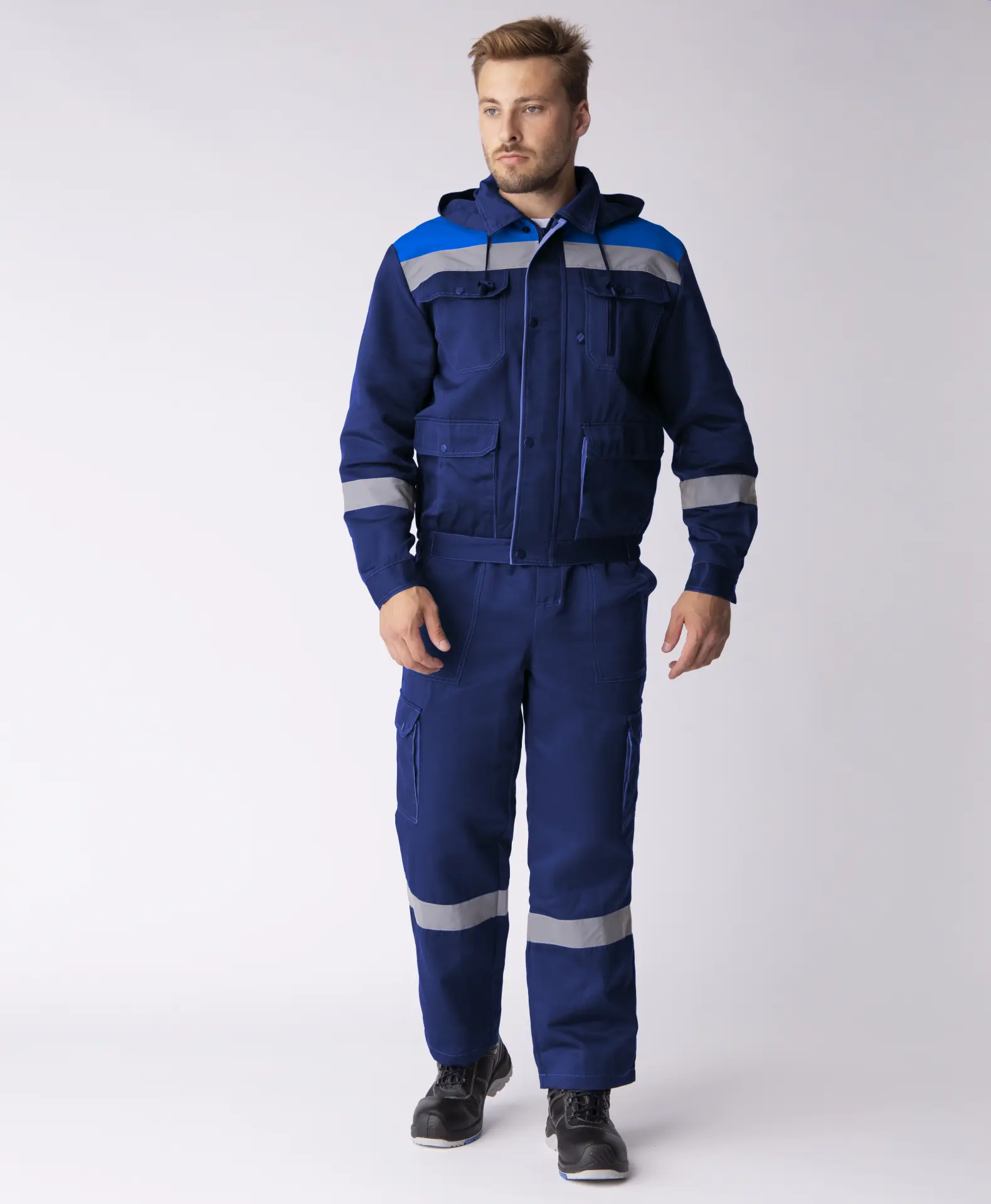 Костюм ТИТАН СОП с капюшоном с ПК (т.синий/васильковый)