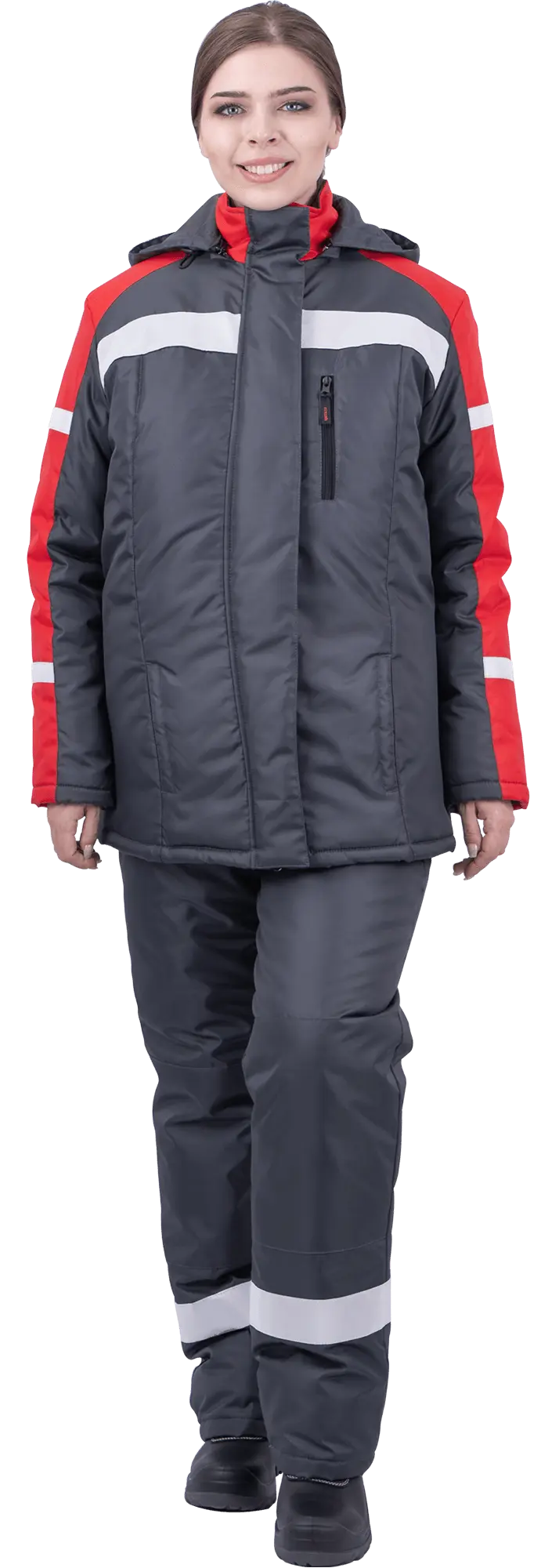 Костюм РОУД женский зимний с ПК (т.серый/красный)