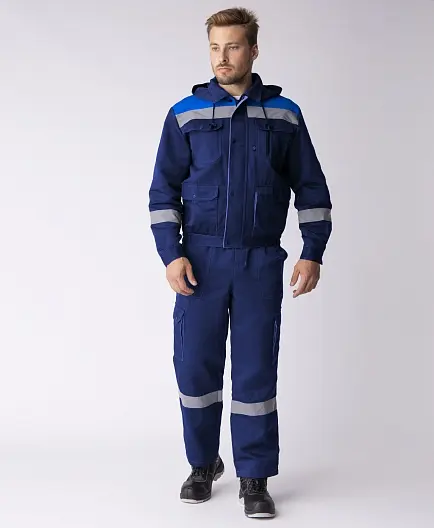 Костюм ТИТАН СОП с капюшоном с ПК (т.синий/васильковый)