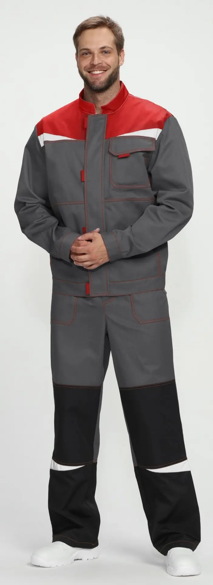 Костюм СТРОЙ-2 CH с ПК (т.серый/красный/черный)