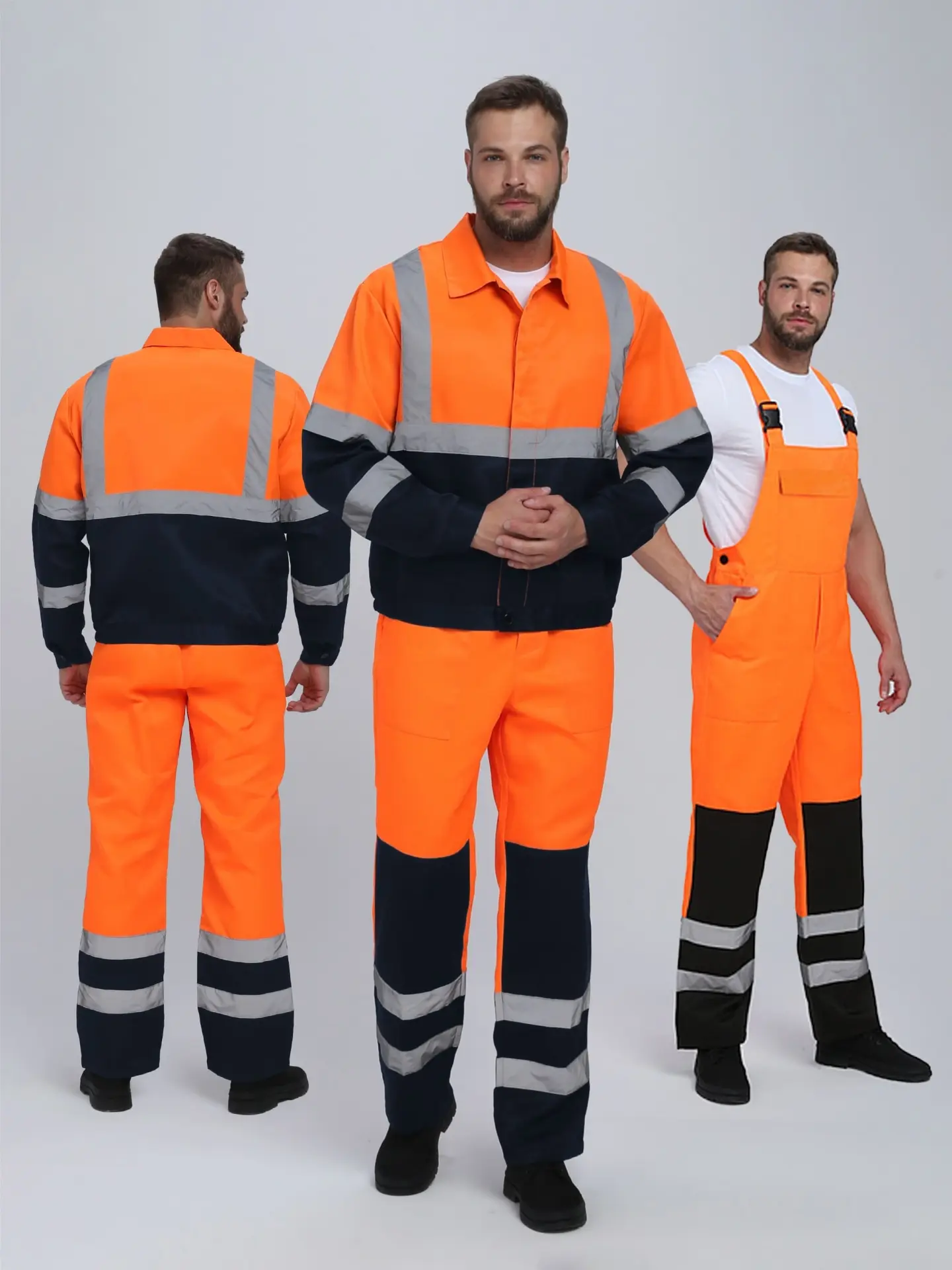 Костюм НЕОН сигнальный с ПК (оранжевый/т.синий)