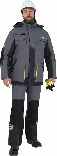 Куртка ЭДВАНС зимняя (серый/т.серый/лимон)