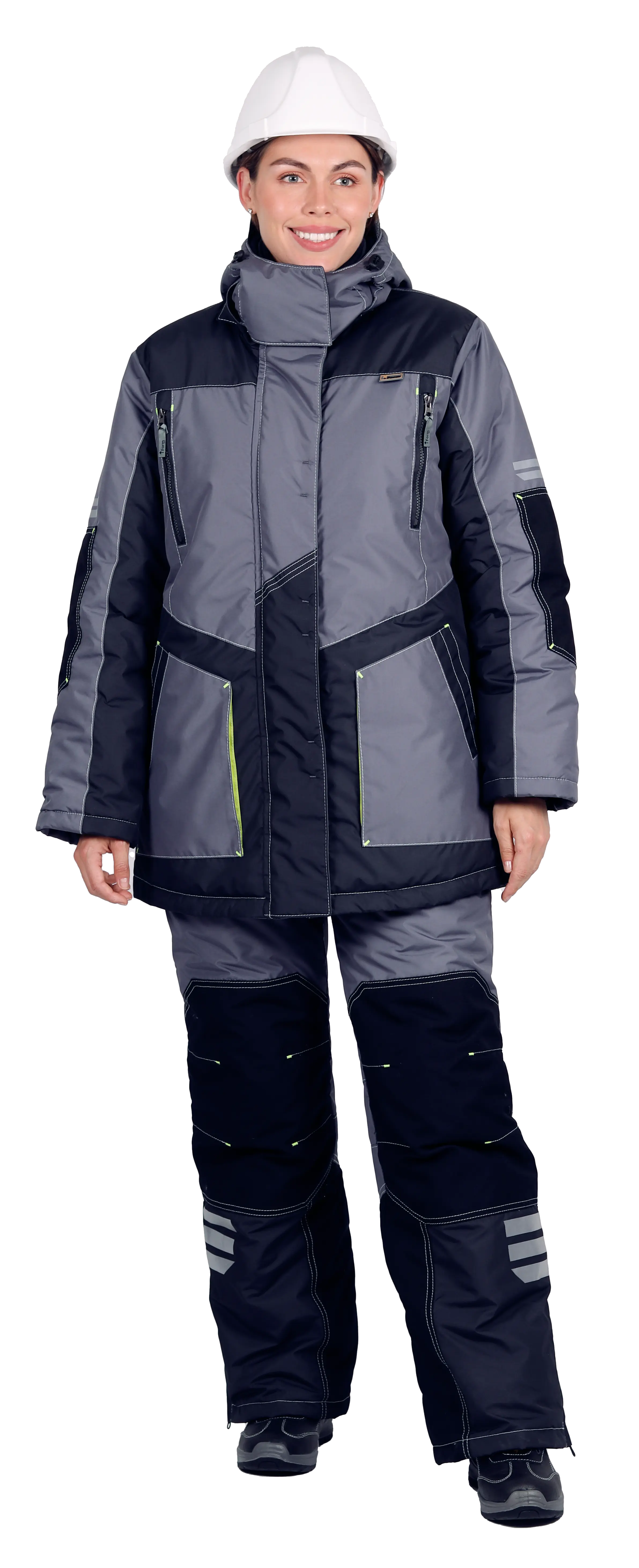 Куртка ЭДВАНС женская зимняя (серый/т.серый/черный)