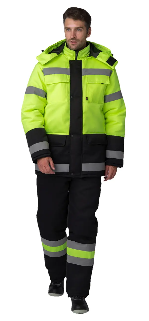 Костюм ДОРОЖНИК зимний с БР (лимонный/черный)