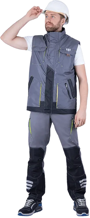 Жилет ЭДВАНС зимний (серый/т.серый/лимонный)