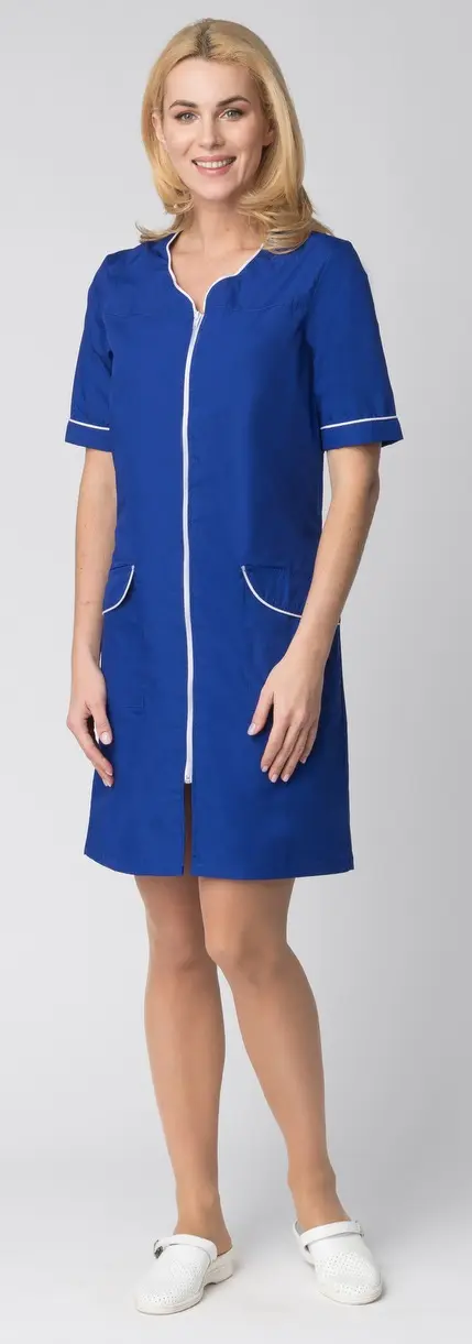 Халат СТЕЛЛА женский (васильковый/белый)