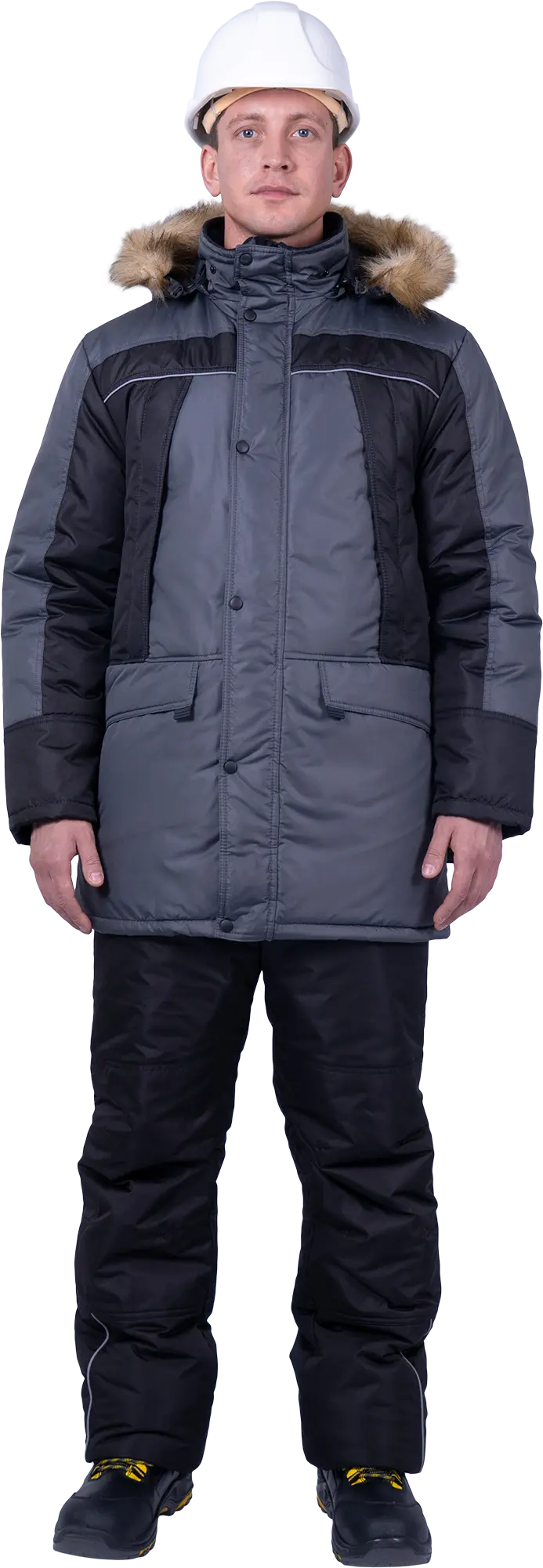 Куртка СКАНДИНАВИЯ ЛЮКС зимняя (серый/чёрный)