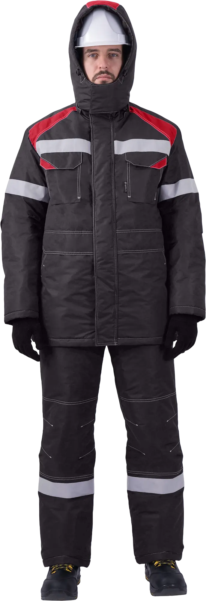 Костюм СТАРАТЕЛЬ зимний с БР (серый/красный)