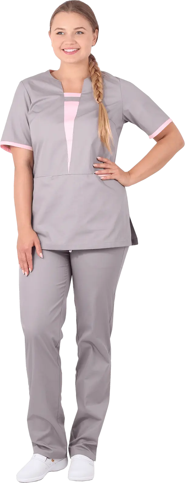 Костюм САНДРА женский с БР (серый/розовый)