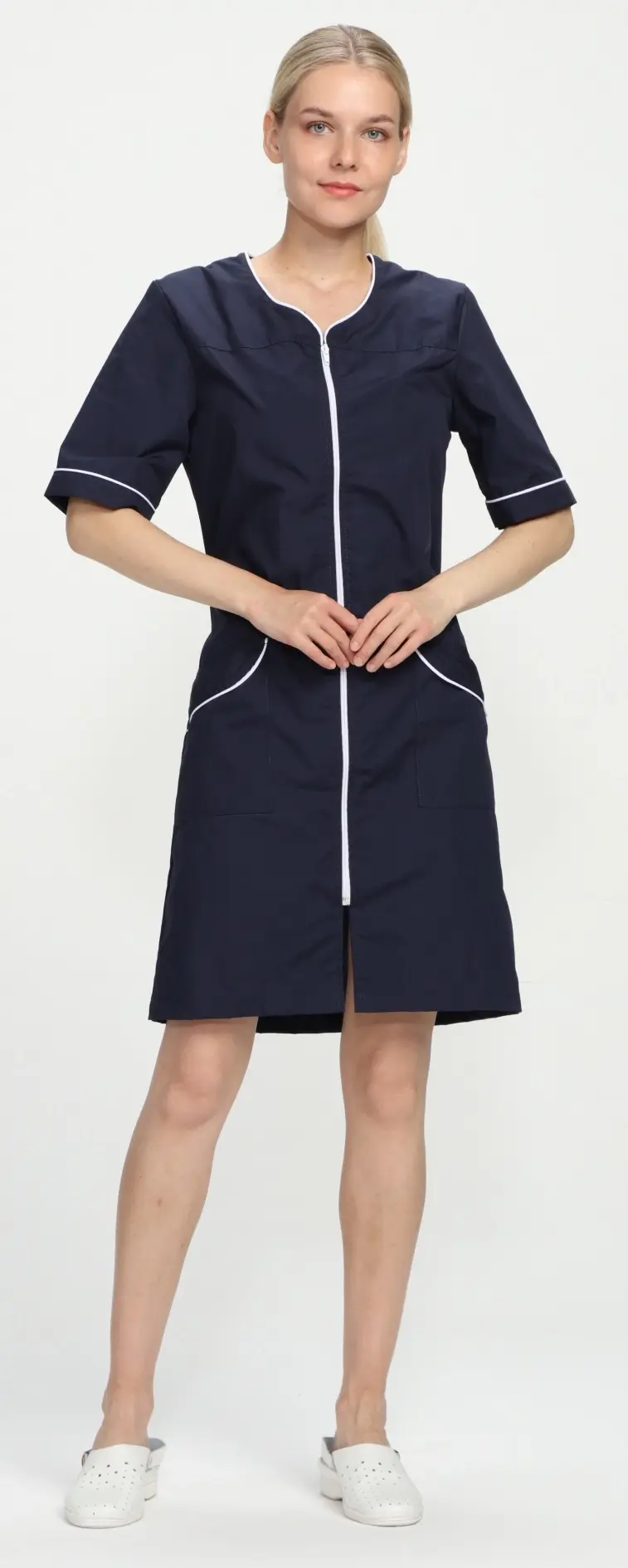 Халат СТЕЛЛА женский (т.синий/белый)