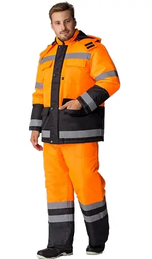 Костюм ДОРОЖНИК зимний с БР (оранжевый/черный)
