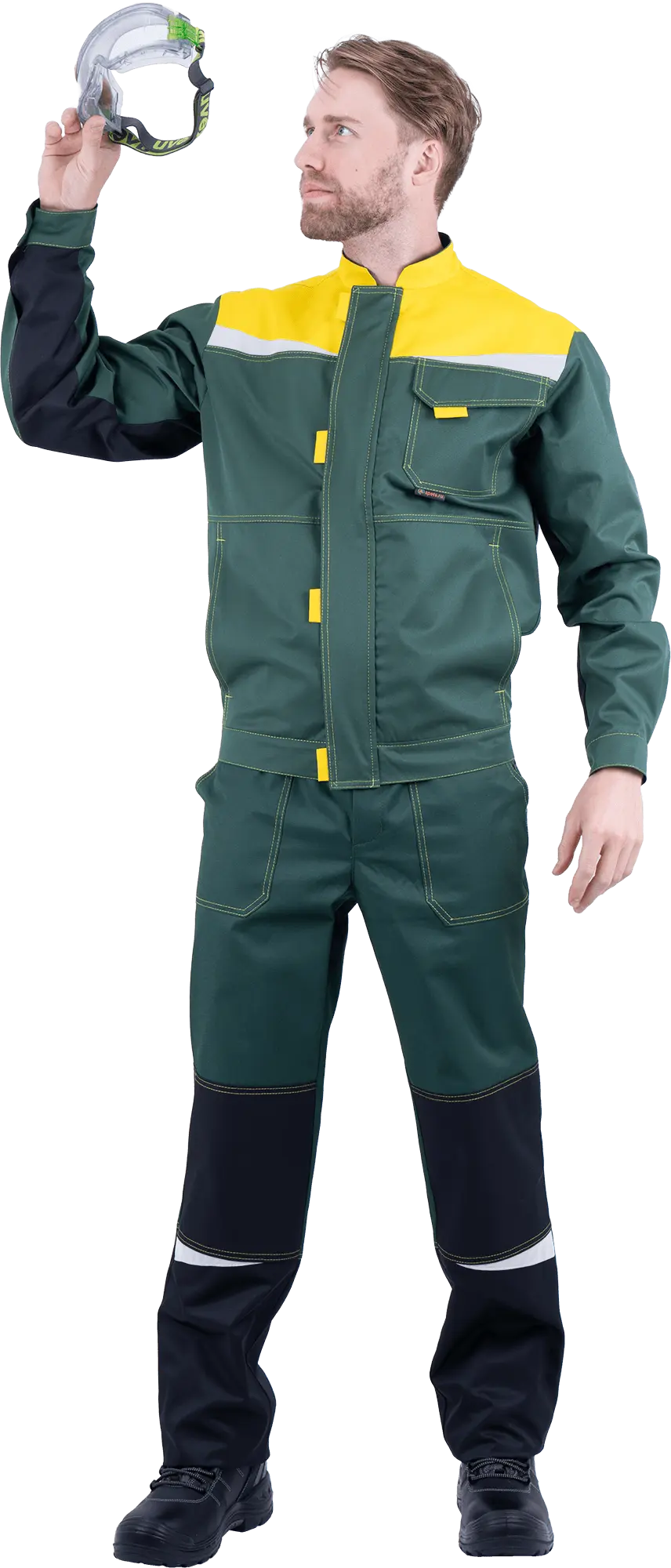 Костюм КМ-10 ЛЮКС с ПК (зеленый/желтый)