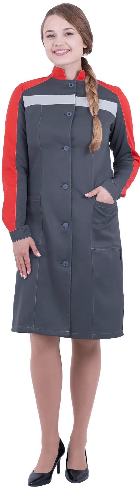 Халат РОУД женский (серый/красный)