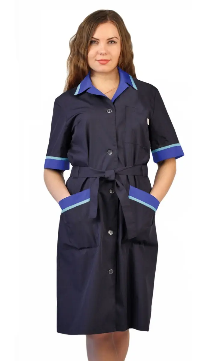 Халат ПРИБОЙ женский (т.синий/васильковый/голубой)