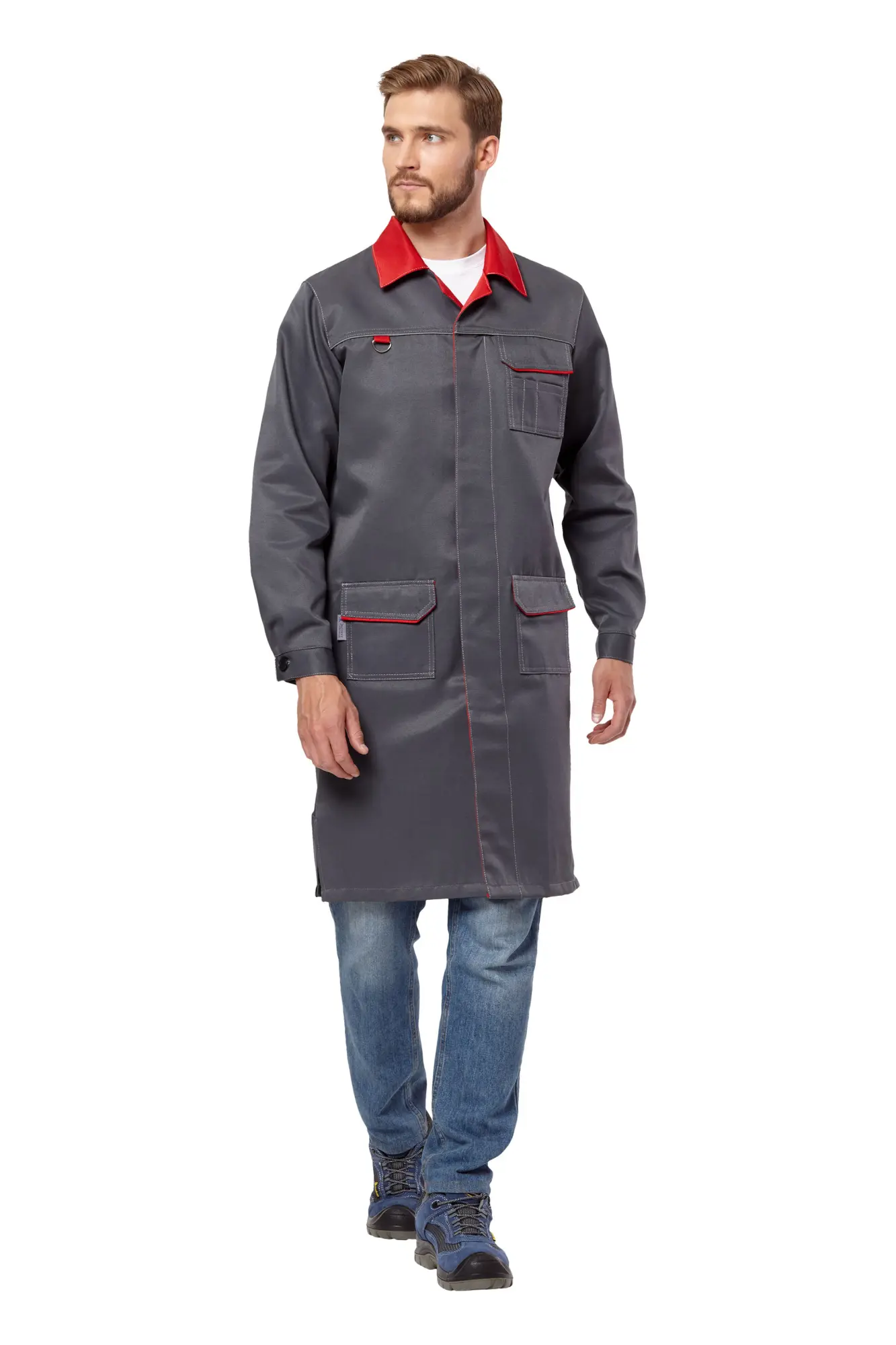 Халат СТРАЙК (серый/красный)