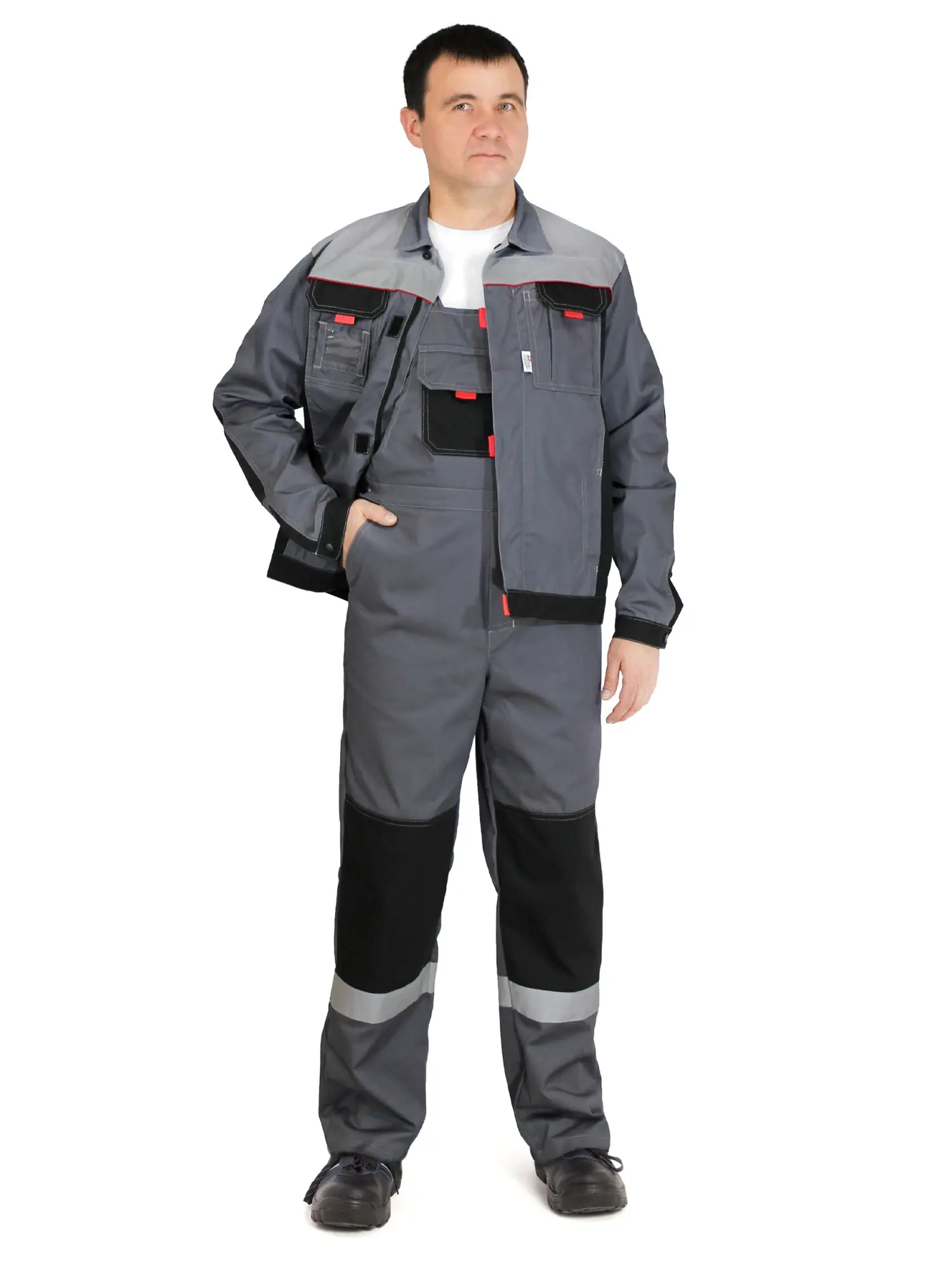Костюм М с СОП с ПК (т. серый/чёрный/серый)