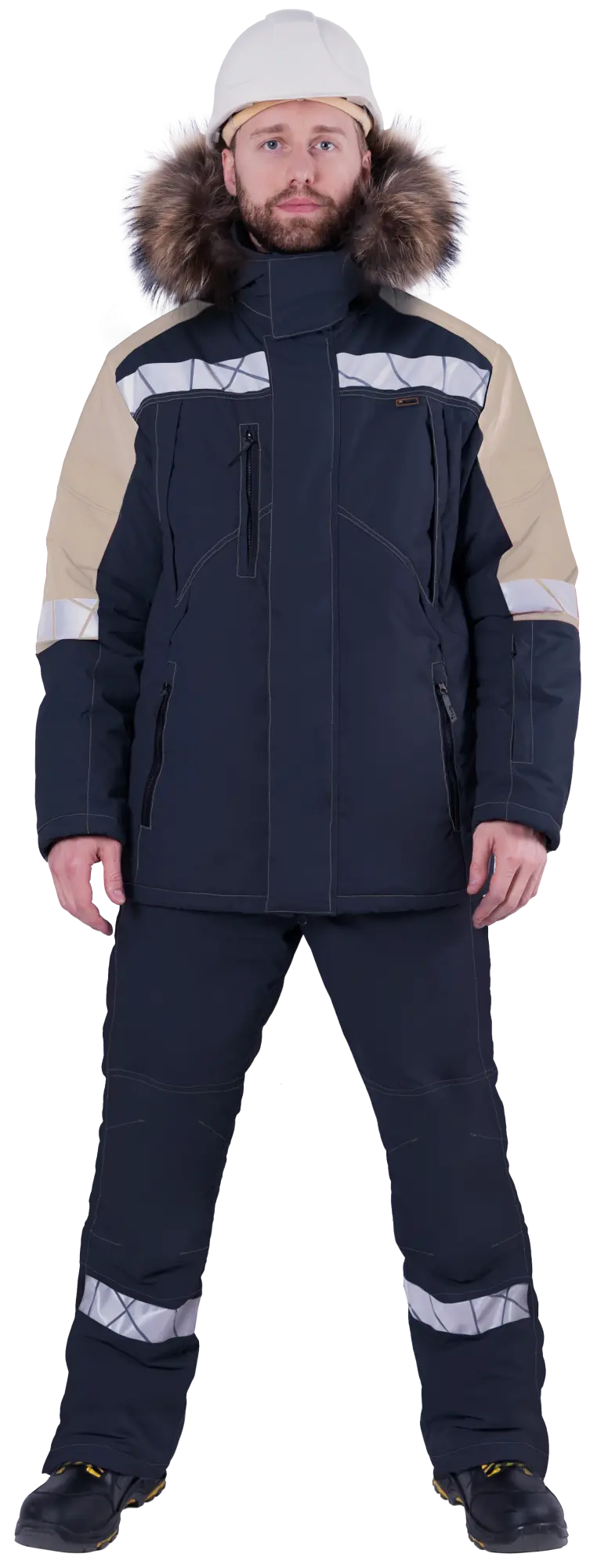 Куртка ХАЙ-ТЕК SAFETY зимняя (синий/бежевый)