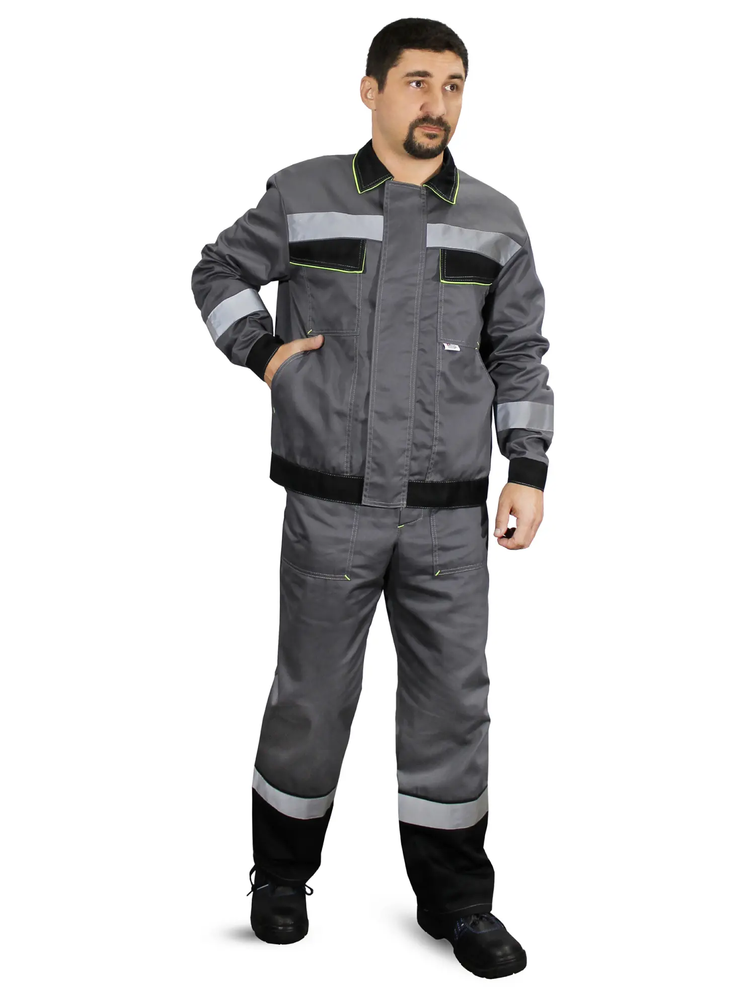 Костюм СИСТЕМА с СОП с ПК (т.серый/чёрный/лимонный)