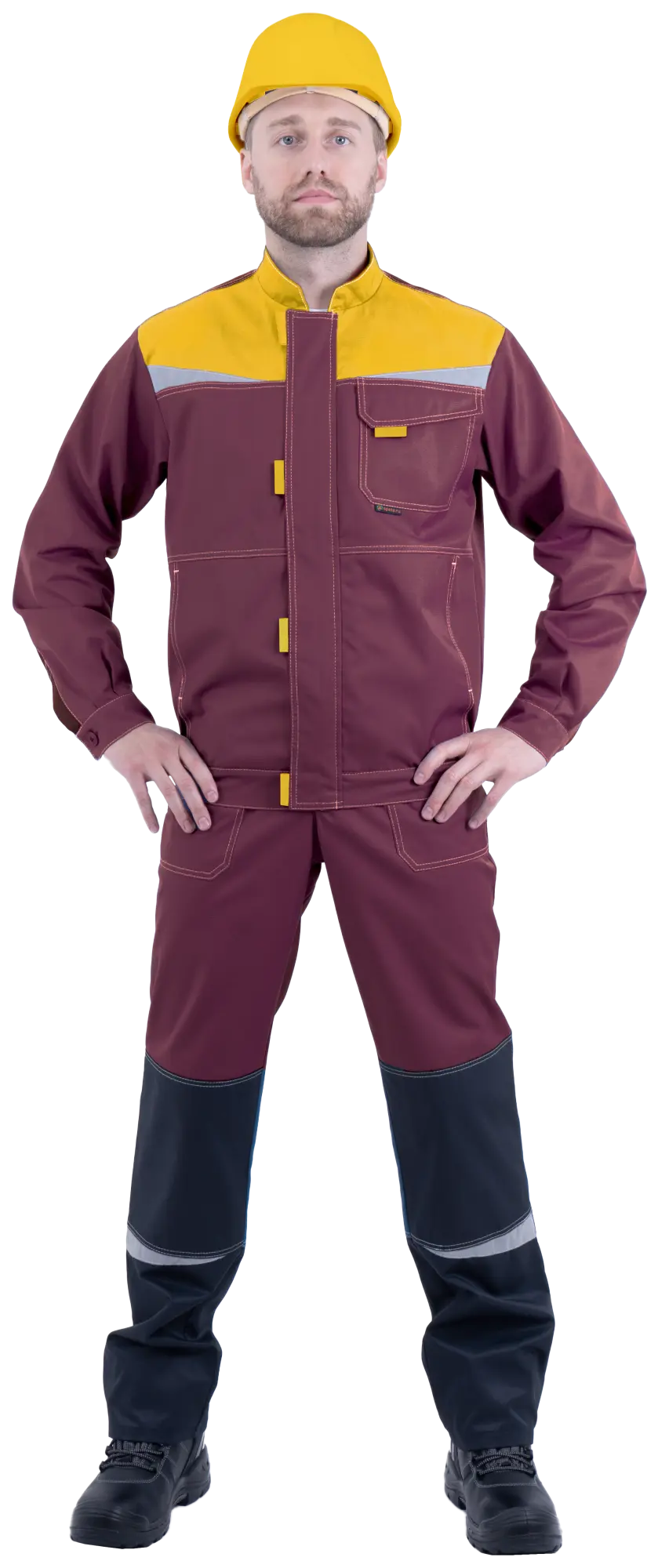 Костюм КМ-10 ЛЮКС с ПК (бордовый/желтый/черный)